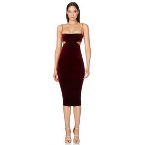 Nookie DEJAVU MIDI WINE Dress Velvet